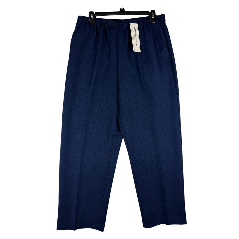 Alfred Dunner Classics Navy Blue Elastic Waist Pants Women 12 Proportioned Short